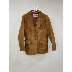 Sheep Mates Butterscotch Leather Button Jacket, Sz S-M